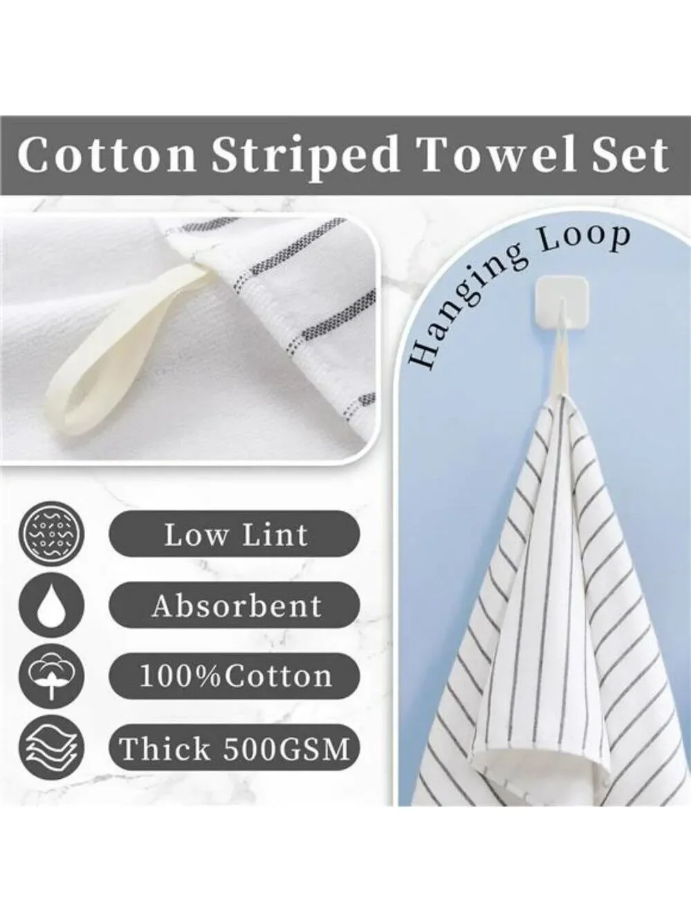 Cotton Hand Towels 4 Pack Soft Absorbent Quick Dry Bathroom Face Guest Spa Gray